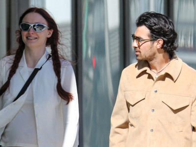 Sophie Turner Shows Off Baby Bump in White Outfit with Joe Jonas