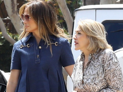 Jennifer Lopez Wears Denim Babydoll Dress for Sunny Lunch Date