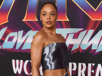 Tessa Thompson Shines in an Armani Cutout Gown at 'Thor' Premiere
