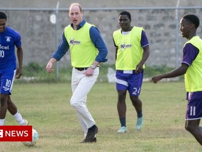 Prince William and Raheem Sterling play football on Jamaica tour