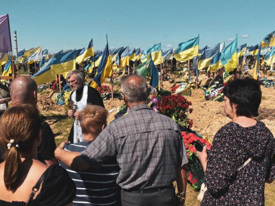 Kharkiv. Cemetery №18. Rows of flags over graves of Ukrainian soldiers. PHOTO of the day