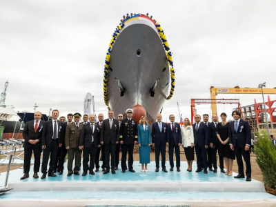 The first corvette for the Ukrainian Navy, named the Hetman Ivan Mazepa, is launched in