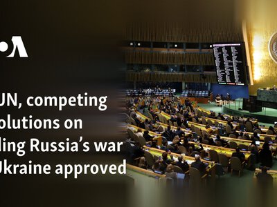  At UN, competing resolutions on ending Russia’s war in Ukraine approved 