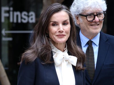 Queen Letizia Pairs Her Pussy-bow Blouse With a Sleek Suit