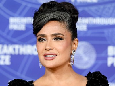 Salma Hayek's Quiet Silver Updo Is the Epitome of Elegance
