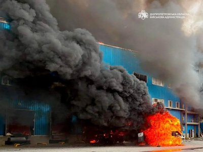 In Dnipro, a fire broke out at a logistics company warehouse following a Russian attack