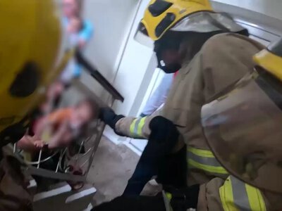 In the Rivne region, a two-year-old toddler got his head stuck in a metal fence while playing; rescuers freed him