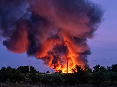 A fire broke out at a warehouse near Shebekino in the Belgorod region following reports of a drone flyover