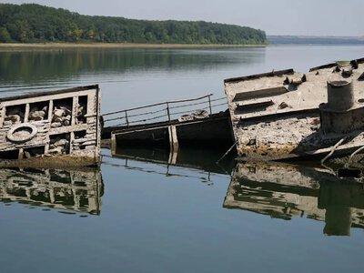 In Serbia, sunken German ships from World War II have emerged from the water due to drought