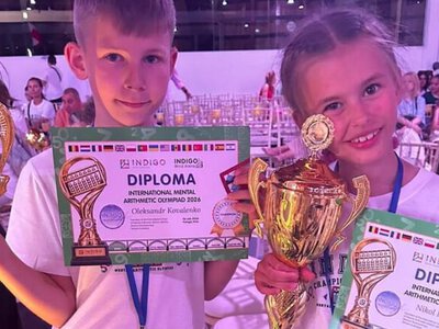 Two Ukrainian children win International Mental Arithmetic Olympiad in Portugal
