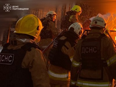 Russia struck an industrial facility in the Poltava region twice, sparking a fire