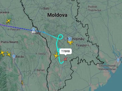 A jet-powered drone likely flew over Chisinau Airport — two aircraft are circling in the sky over Moldova