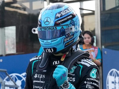 Azerbaijan GP: George Russell claims Baku pole from Charles Leclerc as Kimi Antonelli crashes in Q1