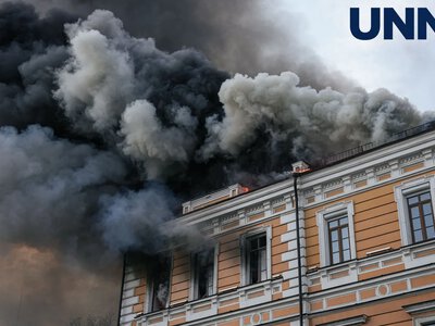 An enemy drone struck central Kyiv: a fire broke out at the National Academy of Sciences, with at least one person killed and others injured
