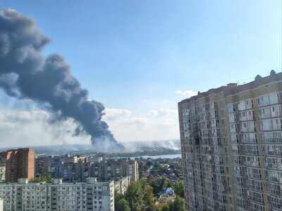A fire continues at the terminal of a plant supplying fuel to the Russian army in Rostov