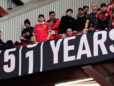 Man City charges: Manchester United fans take aim at rivals with return of famous ticker banner